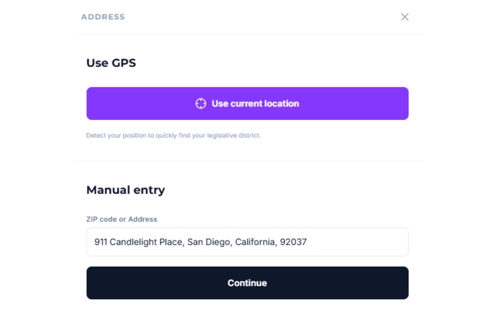 Vote Impact interface showing location-based bill updates